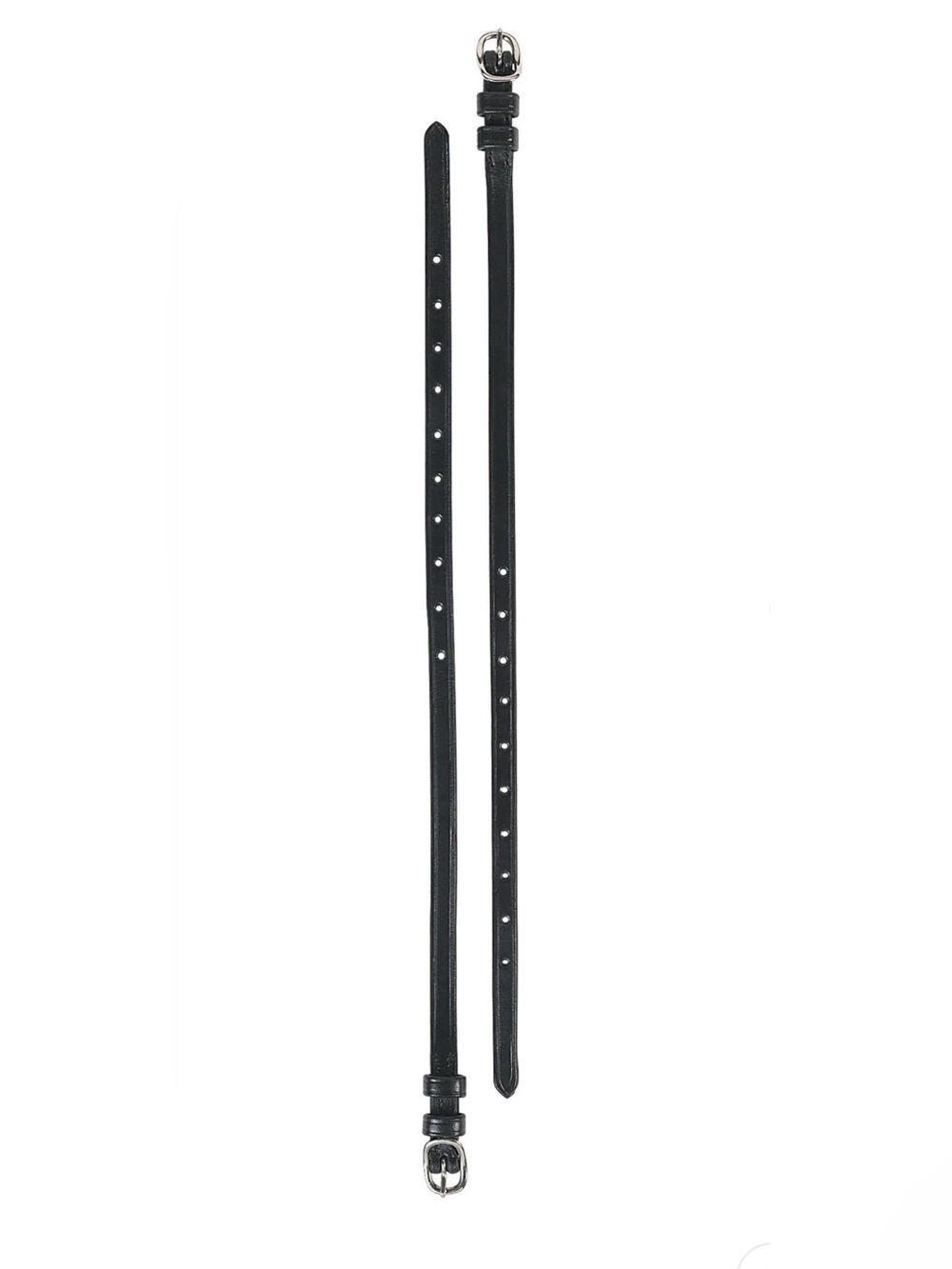 Suffolk Double Keeper Black Leather Spur Straps with Silver Buckles (Pair) 15”
